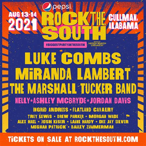 Rock the south 2024 - Rock The Country - Anderson, SC. c/o Front Gate Tickets. 1645 E 6th Street Suite 200. Austin, Texas 78702. Email Us: Customer Service. Call Us: 888-512-SHOW. Toggle Main Menu. Event Detail. 2024: 2-Day General Admission All Ages. at Anderson Sport and Entertainment Center 3027 Martin Luther King Junior Boulevard, Anderson, SC 29625.
